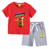 Children Pokemon Pikachu Tshirts & Shorts Cotton Short Sleeve Shorts Suit Two Neutral