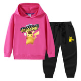 Children Pokemon Pikachu Hoodie & Pant Set Hooded Sweater Trousers Two-Piece Baby Cotton Sweater Suit