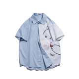 Men T Shirt Summer Casual Tops Cartoon Bear Multicolor Printing Fashion Cropped Sleeve