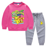 Children Pokemon Pikachu Hoodie & Pant Set Two-Piece Baby Cotton Sweater Set