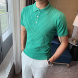 Men Short Sleeve T-Shirt Thin Knitted Polo Shirt