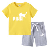 Children Pokemon Pikachu Tshirts & Shorts Cotton Short Sleeve Shorts Two Pieces Neutral