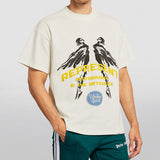 Present T Shirt Angel Print Distressed Loose Couple