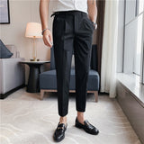 Men Trousers Slim Fit Light Business Casual Trousers