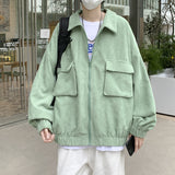 Corduroy Patch Jacket Autumn Workwear Jacket Men's Loose Casual