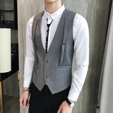 Tuxedo Vests Men's Suit Vest Trendy Unique Slim Fit Spring and Autumn Thin Casual Handsome Workwear Suit Vest Men's Outer Wear