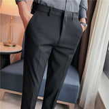 Men Trousers Men's Casual Pants Embroidered Stretch Slim Fit Suit Pants