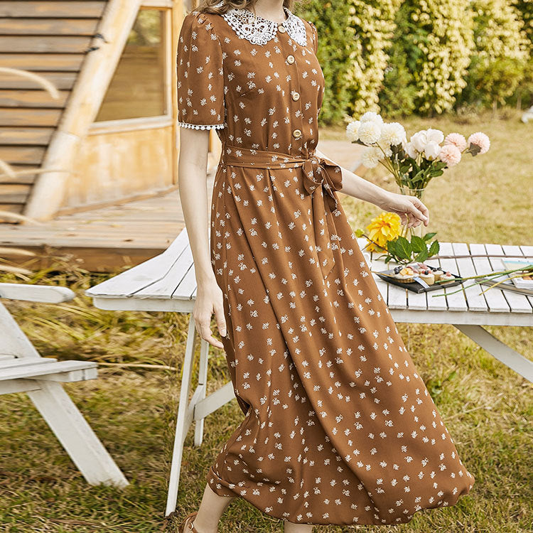 Beth Dutton Outfits French Waist Dress Lace Floral Elegant Socialite Platycodon Grandiflorum Overknee Skirt