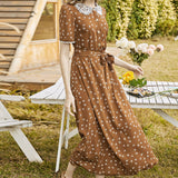 Beth Dutton Outfits French Waist Dress Lace Floral Elegant Socialite Platycodon Grandiflorum Overknee Skirt