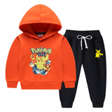 Children Pokemon Pikachu Hoodie & Pant Set Fleece Lined Padded Warm Keeping Winter Clothes