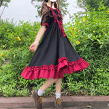 Gothic Lolita Harajuku Style Clothing Lolita Cute Square Collar Princess Dress Chiffon Dress