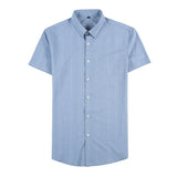 Men's Shirts Striped Embroidered Short-Sleeved Shirt