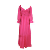 Women Bohemian Dress Autumn Solid Color Loose Long Dress