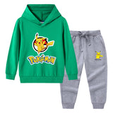 Children Pokemon Pikachu Hoodie & Pant Set Hooded Sweater Trousers Two-Piece Baby Cotton Sweater Set
