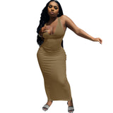 Spring and Summer Camisole Deep V-neck Slim Fit Sexy Long Long Dress