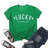 Boy Mama T Shirts Clover Lucky Mama Printed Short Sleeve T-shirt