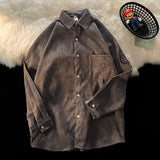 Corduroy Patch Jacket Corduroy Jacket Men Vintage Loose Shirt