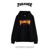 Thrasher Hoodie Flame Sweater Autumn and Winter Sports Loose Hooded