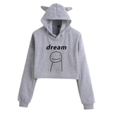 Dreamwastaken Men's Novelty Hoodies Dream Merch Shirt Fashion Cat Ears Exposed Navel Hooded Women's Sweater
