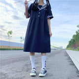 Gothic Lolita Harajuku Style Clothing College Style Girl Sailor Collar Sailor Suit Gathers Short Sleeve Dress