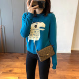 Dinosaur Sweaters round Neck Knitted Sweater