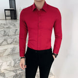 Men Shirts Business Slim-Fit Long-Sleeved Shirt