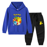 Children Pokemon Pikachu Hoodie & Pant Set Hooded Sweater Trousers Cotton Suit