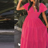 Women Bohemian Dress Women's Summer Fashion Short Sleeve Dress