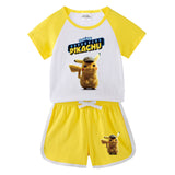 Children Pokemon Pikachu Tshirts & Shorts Short-Sleeved T-shirt Shorts Casual Sports Two-Piece Neutral