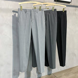 Men Trousers Suit Pants Men's Solid Color Simple