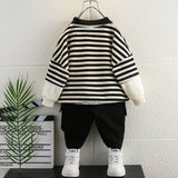 Toddler Boys Sweater Boys Spring Clothes Suit Striped Polo