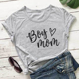 Boy Mama Hoodie Mother's Day Boy Mom Letter Heart Printing round Neck T-shirt