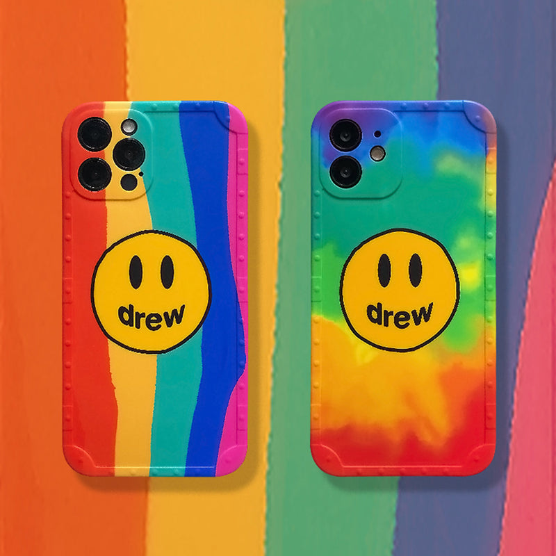 justin b drew phone case Fashion Brand Drew Phone Case Female Apple 12 Pro Max 11 Smiley Face