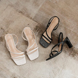 Nude Wide Fit Block Heels Chunky Heel Roman Shoes