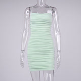 Bella Hadid Dress Sexy Backless Tight Pleated Suspender Dress