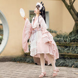 Gothic Lolita Harajuku Style Clothing Chinese Style Lolita Dress Op Cross Collar Wide Sleeve Han Elements Dress Hanfu