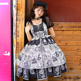 Gothic Lolita Harajuku Style Clothing Lolita Dress Black and White Alice JSK Black and White Color Matching Irregular Dress Female