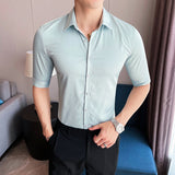 Men Shirts Casual Solid Color Business Shirt