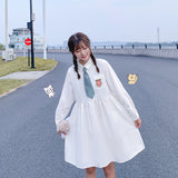 Gothic Lolita Harajuku Style Clothing Girl Long Sleeve Dress Cute Solid Color Maxi Dress