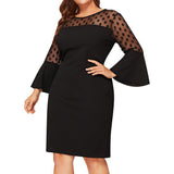 Nina Parker Dresses Sexy Mesh Flared Sleeves Fashion Slim-Fit Sheath Dress