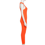 Summer Women's Sexy Sleeveless High Waist Breathable Hip Raise Skinny Sports Casual Jumpsuit