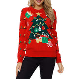 Ugly Christmas Sweater Loose Casual Christmas Tree Snowman Sweater