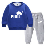 Children Pokemon Pikachu Hoodie & Pant Set Fleece Lined Padded Warm Keeping Winter Clothes Sweatershirt Suit