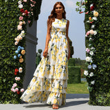 Bohemian Beach Dress Printed Chiffon Cake