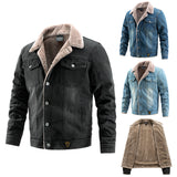 Denim Shirts Jacket Fur Men's Thick plus Size