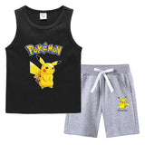 Children Pokemon Pikachu Tshirts & Shorts Vest Middle Pants Sports Casual Thin Two Pieces