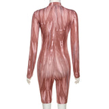 Women's Spring Clothing Fashion Sexy Tight Stand Collar Sports Jumpsuit
