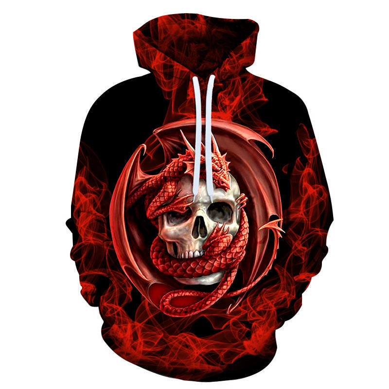 Skull Hoodie 3D Digital Printing Sweater Skull Loose Sports Hoodie Baseball Uniform