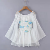 Vintage Empire Waist Dress Autumn Complex Flared Sleeve Waist Lace-up Dress