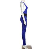 Women's Spring Clothing Fashion Color Contrast Stitching High Waist Tight Sleeveless Sports Fitness Jumpsuit